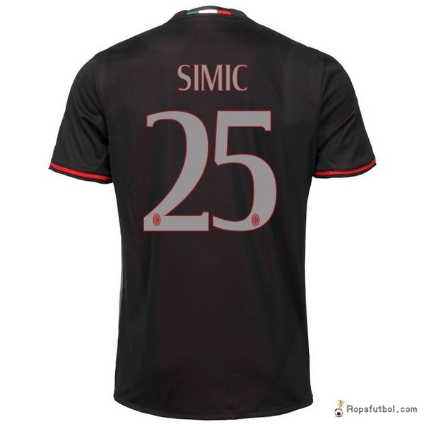 Camiseta AC Milan Replica Primera Ropa Simic 2016/17 Negro